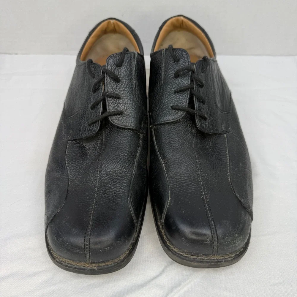 G.H. Bass Lex Mens Black Leather Oxford Shoes Square Toe Size 12 W